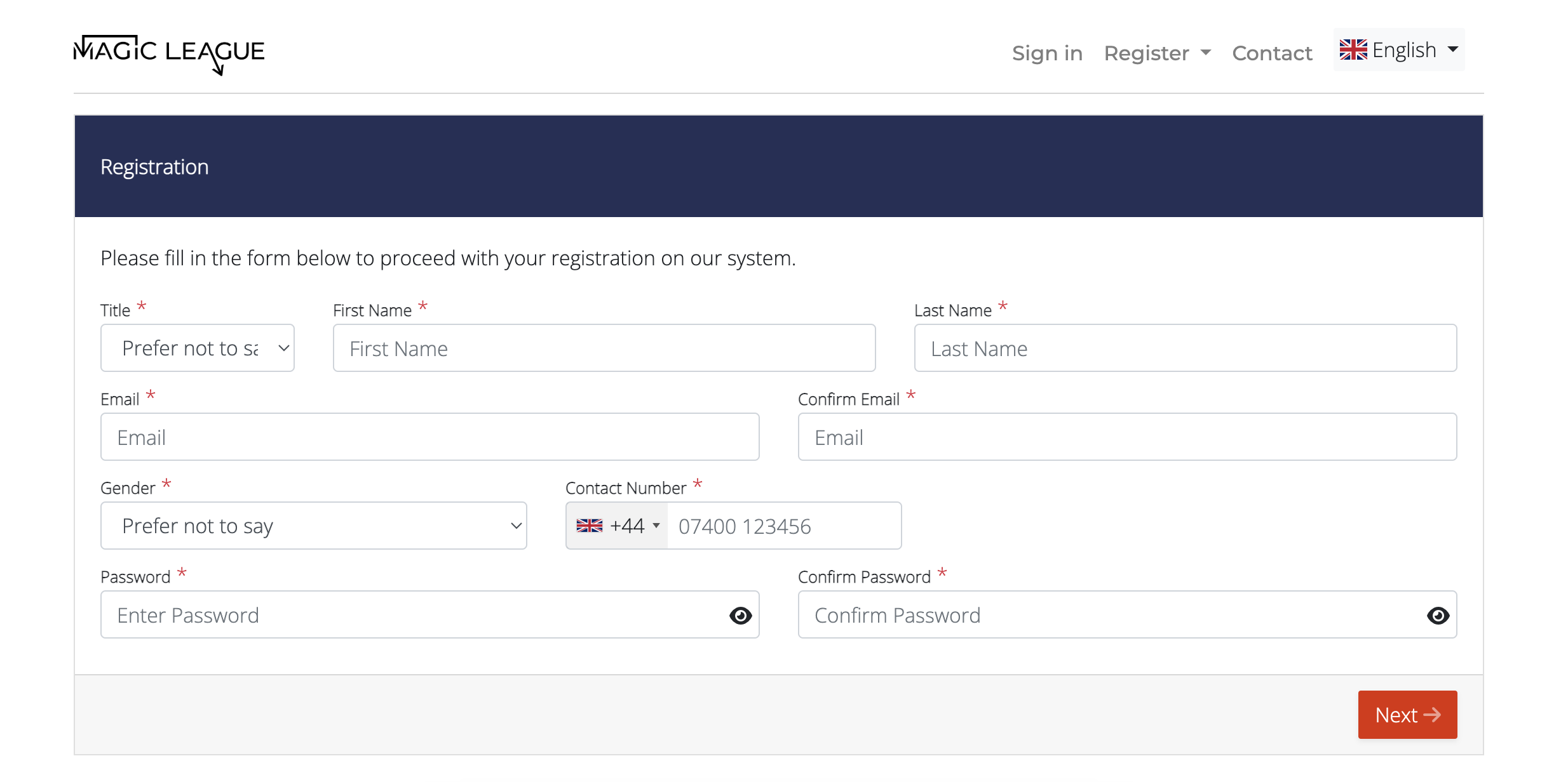 Player Registration Process